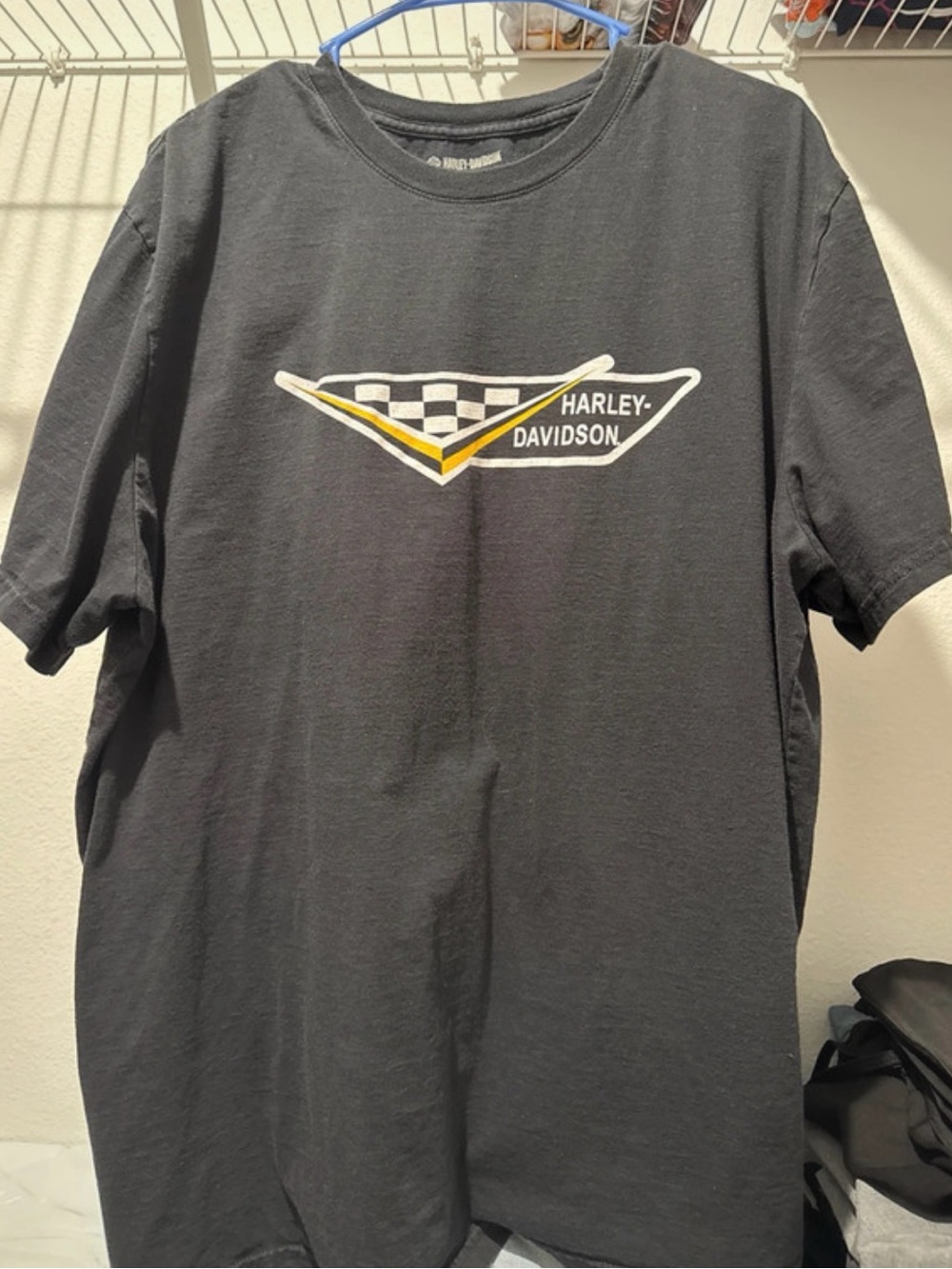 Harley-Davidson Black Short Sleeve Tee with Checkered Chevron
